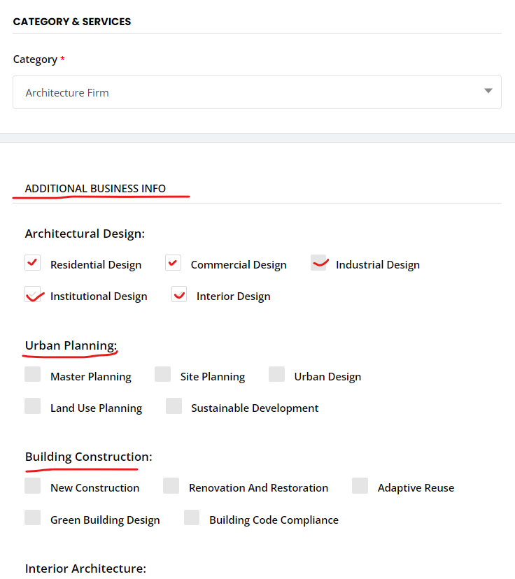 Additional business info